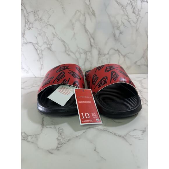 Nike Victori One Slide Print Black/Red Sports Sandals Men Size 10 U.S CN9678-601 - Picture 5 of 5